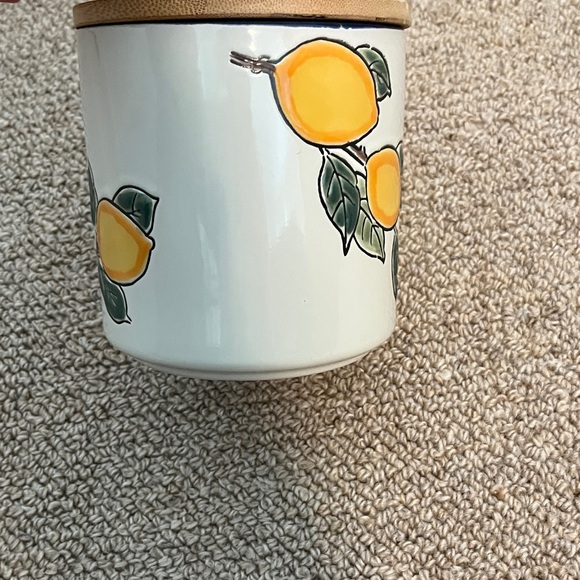 Lemon Ceramic Canister with Wooden Lid 🍋 - Picture 3 of 4